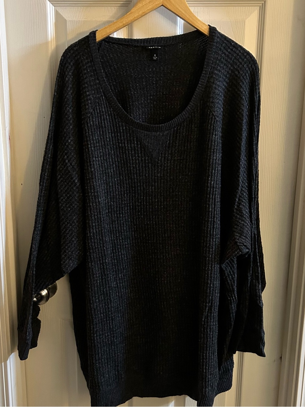 Women's Black Ribbed Scoop Neck Sweater